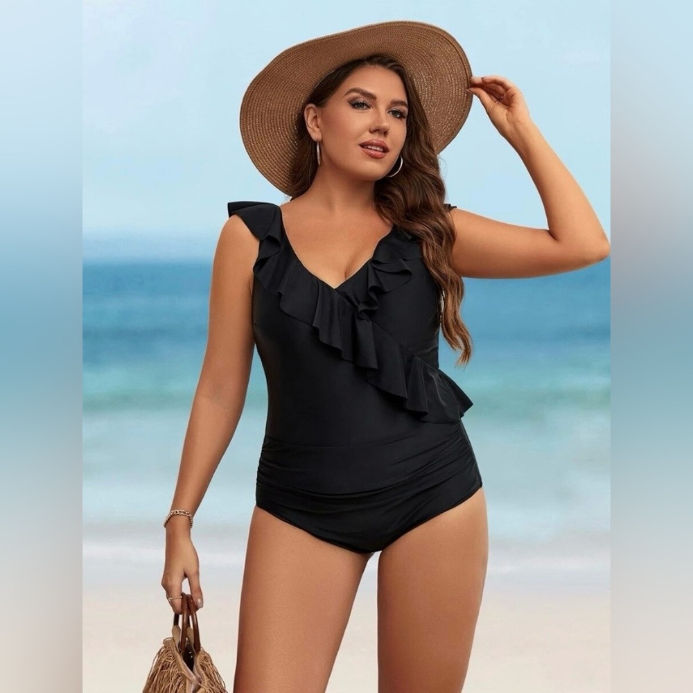 Blooming Jelly Women's Tummy Control Slimming One Piece Bathing Suit Ruffle